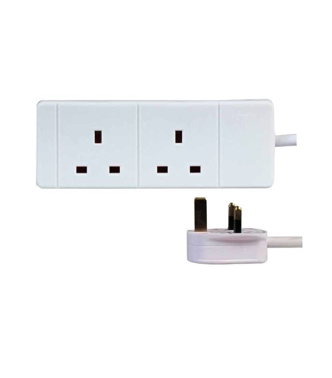 PRO ELEC PELB1509 2 Gang Extension Lead White, 2m