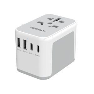TESSAN Universal Travel Adapter Worldwide with 2 USB C and 2 USB A Ports, Universal Plug Adaptor UK to World