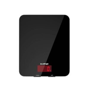 ACCUWEIGHT 201 Digital Kitchen Scales with Tempered Glass Platform Electronic Weighing Food Scale with Backlit LCD, 5kg/11lb