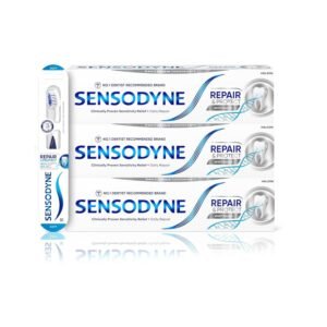 Sensodyne Toothpaste Repair and Protect, with Sensodyne Toothbrush, 3 x75ml