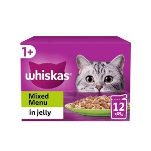 Whiskas 1+ Mixed Selection in Jelly 48 x 85 g Pouches, Adult Cat Food, Pack of 4 (12 x 85 g)