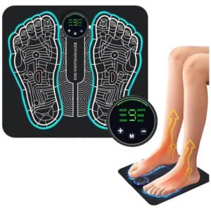 EMS Foot Massager,Electronic Muscle Stimulatior Massage Mat,8 Modes 18 Intensities Relax Muscles,Folding Portable Feet Massage Machine