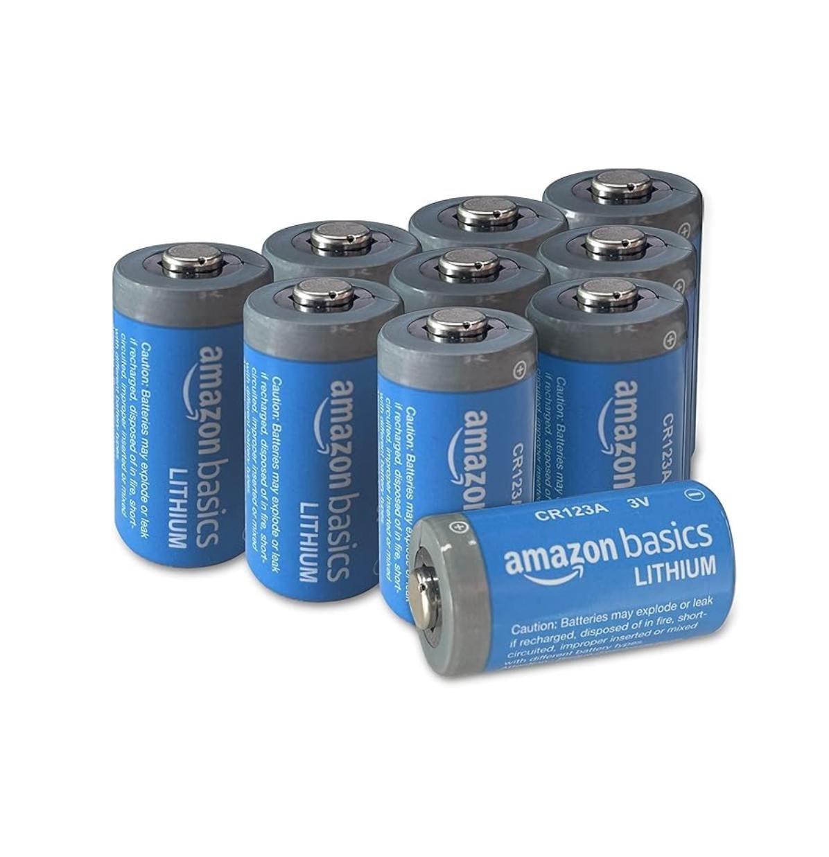 10-Pack CR123A 3V Lithium Batteries, 10-Year Shelf Life