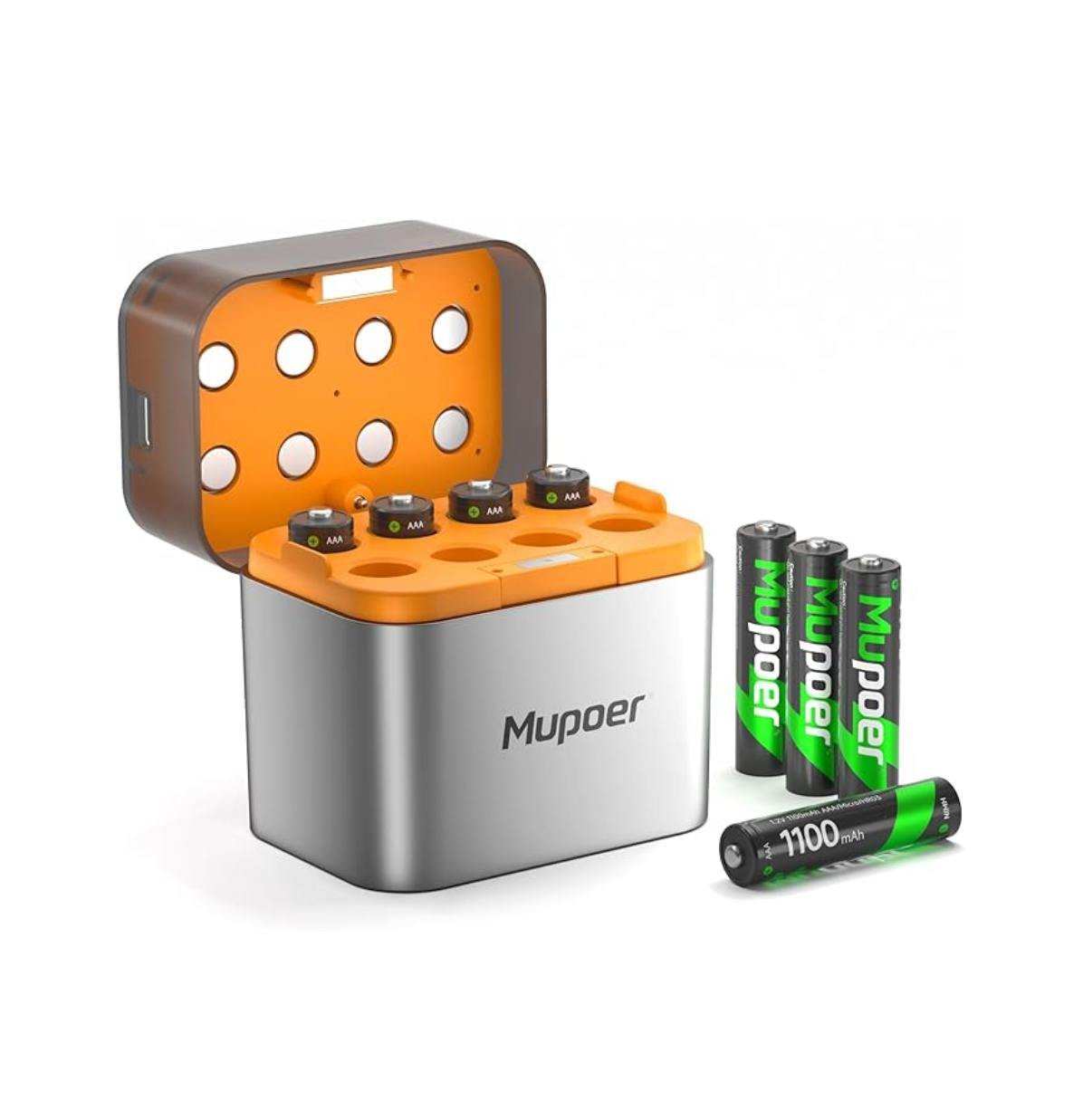 AAA Rechargeable Batteries with Charger,Battery Charger AA/AAA,Triple A Batteries Rechargeable Battery,3A High Capacity Solar Batteries 8 Pack