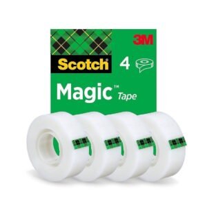 Scotch Magic Tape, 4 Rolls , 19 mm x 33 m - General Purpose Sticky Tape for Document Repair, Labelling & Sealing