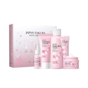LAIKOU SkinCare Set, JAPAN Sakura Skin Care Sets & Kits - Cleanser,Toner,Face Serum,Eye Cream, Face Cream, Gift Set for Teenage Girls Women Mom Daughter Birthday, Travel Kit for All Skin Types, 5pcs