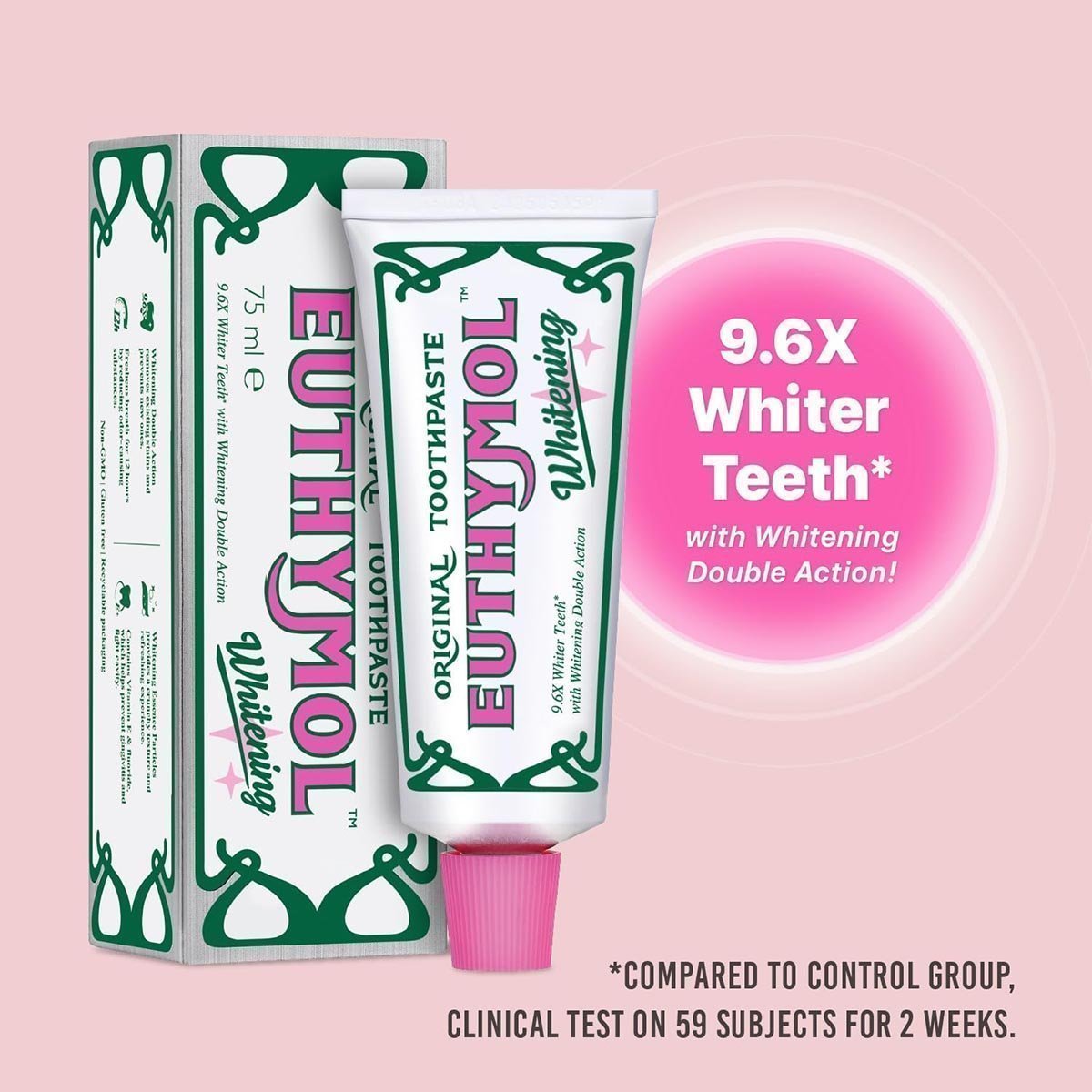 Euthymol Whitening Toothpaste 75ml x 3, Contains Fluoride Vitamin E, Non-GMO Gluten Free - Image 2