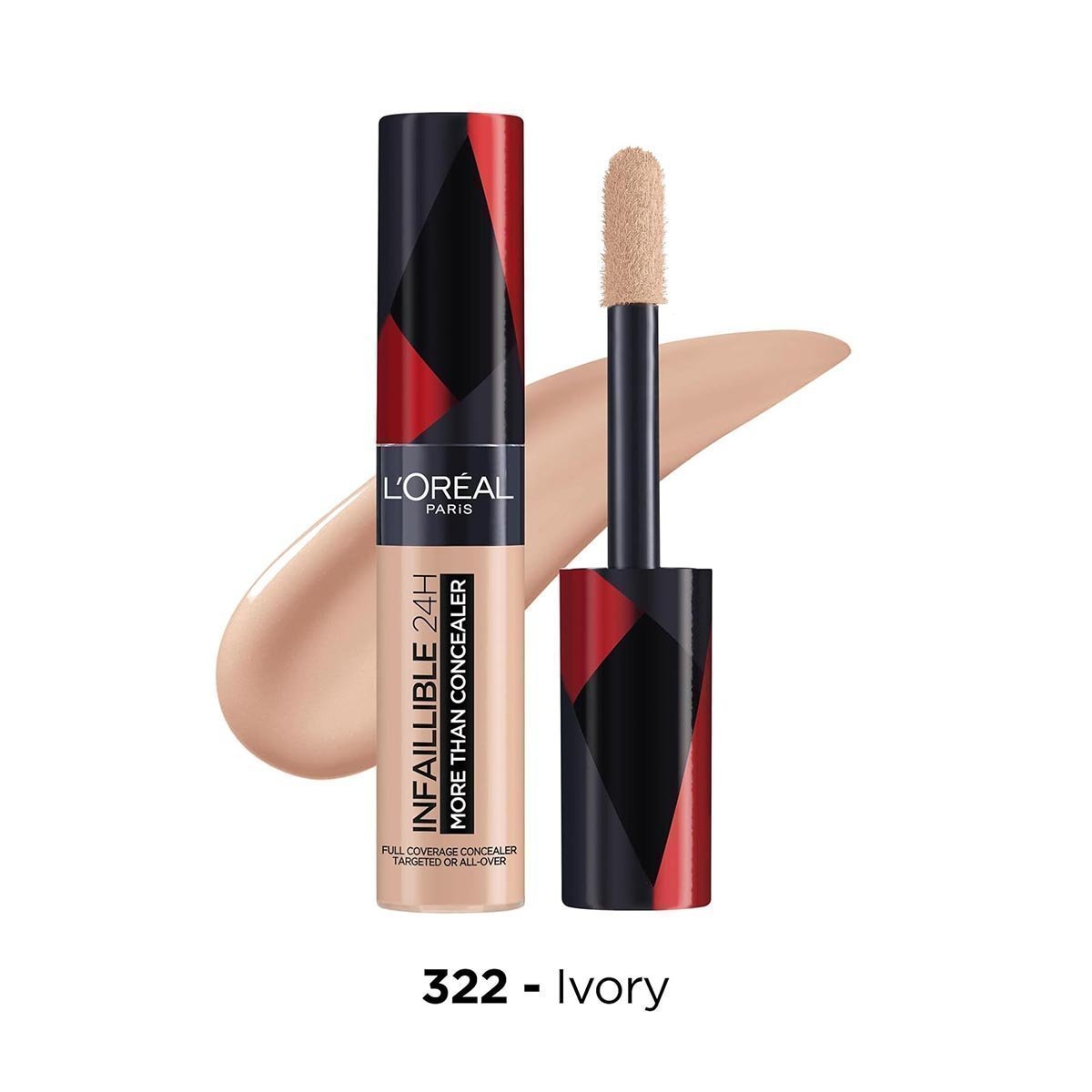 L'Oreal Paris Infallible 24H More Than Concealer, Full-coverage, Longwear and Matte Finish, 322 Ivory