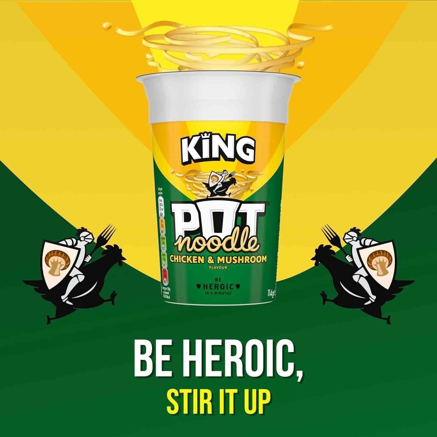 Pot Noodle Chicken & Mushroom King Pot Noodle instant vegetarian snack quick to make noodles 12x 114 g - Image 4