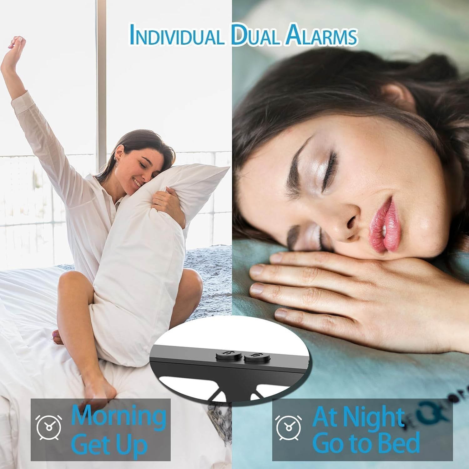 White Digital Alarm Clock Bedside - LED Clock for Bedroom Home Office, Easy to Use - Image 4