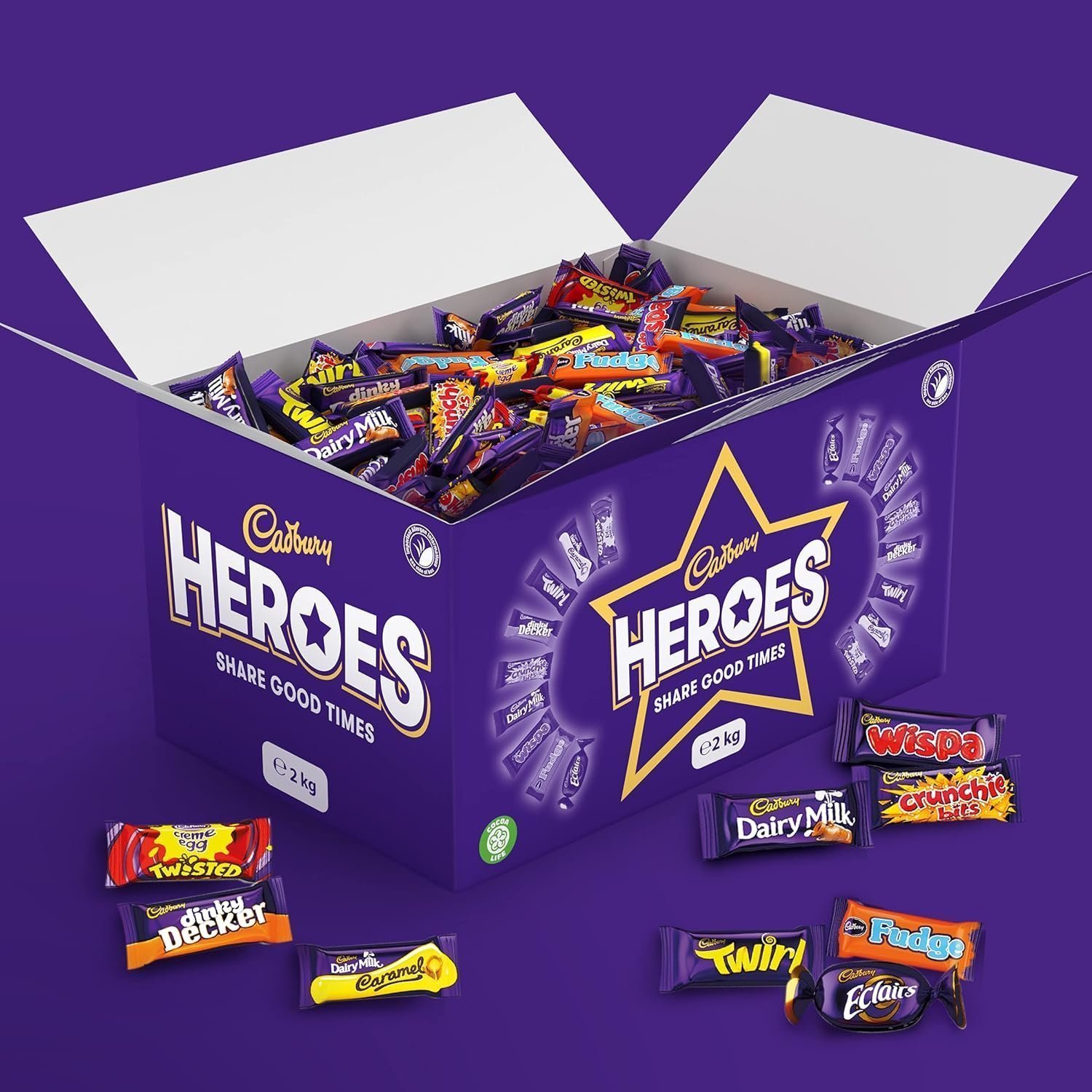 Cadbury Heroes Chocolate Bulk Sharing Box 2kg Milk Chocolates Individually Wrapped (Pack of 3) - Image 2