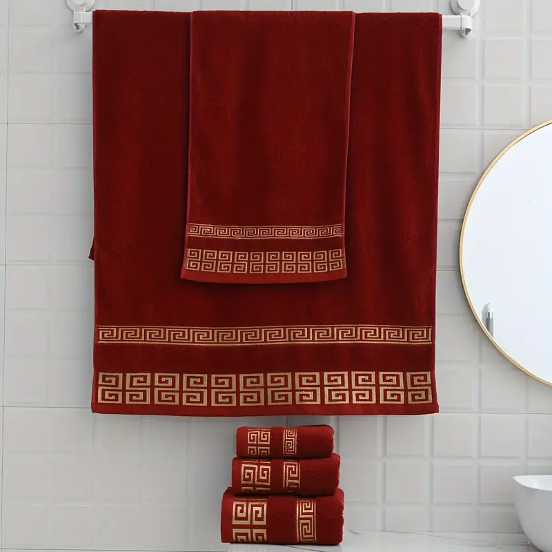 2pcs 1pc 13.39*29.53inch + 1pc 27.56*55.12inch Cotton Large Grid Towel Bath Towel Adult Couple Towel Bath Towel Valentine's Day Gift - Image 2