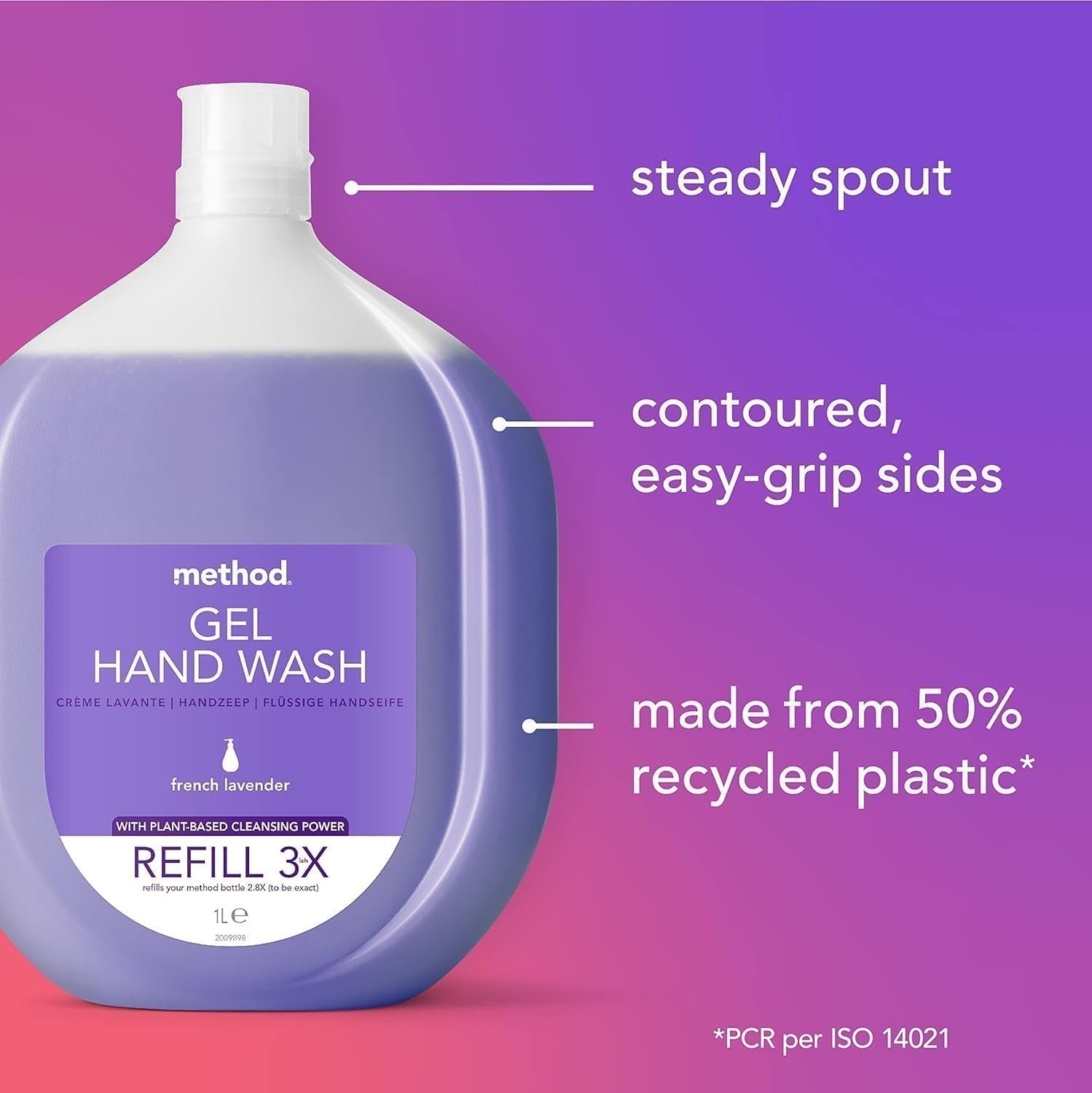 Method Hand Wash Refill, French Lavender, 2x 1L (Pack of 2) - Image 2