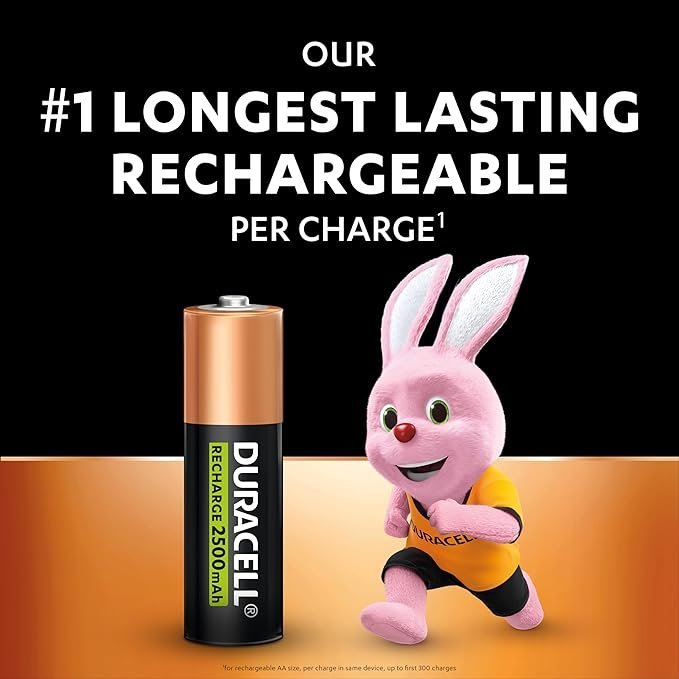 Duracell Rechargeable AA Batteries (Pack of 4), 2500 mAh NiMH, pre-charged, - Image 2