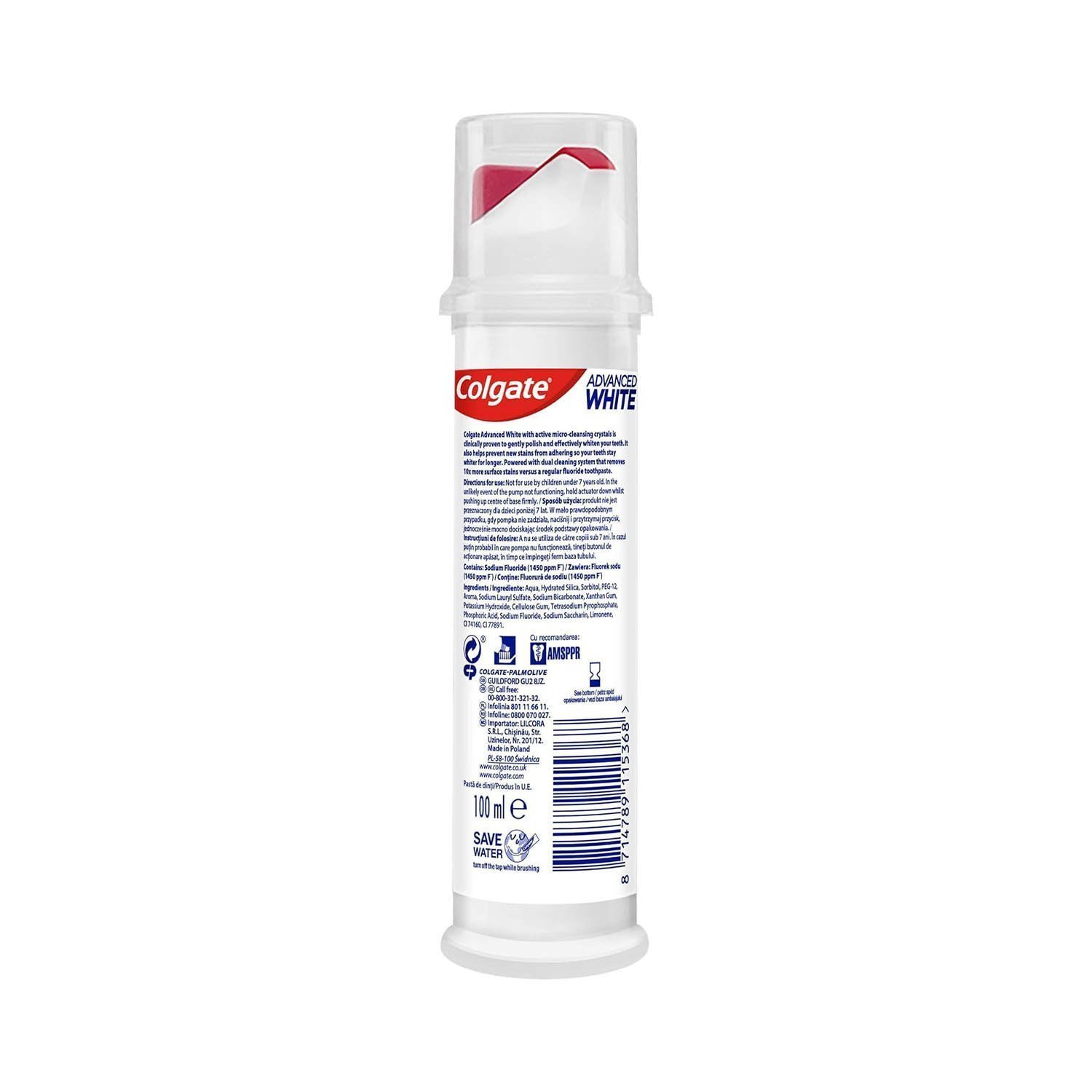 Colgate Advanced White Whitening Toothpaste Pump 100ml - Image 2