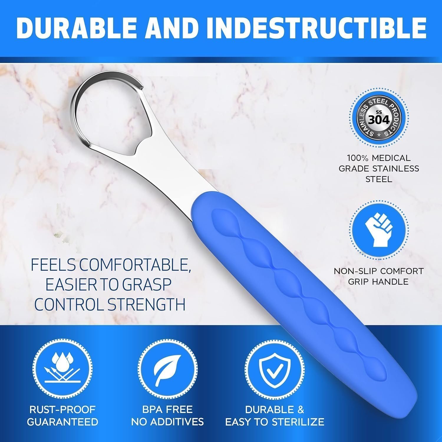Tongue Scraper Cleaner for Adults & Kids Pack, Medical Grade Stainless Steel Tongue Brush Set - Image 4
