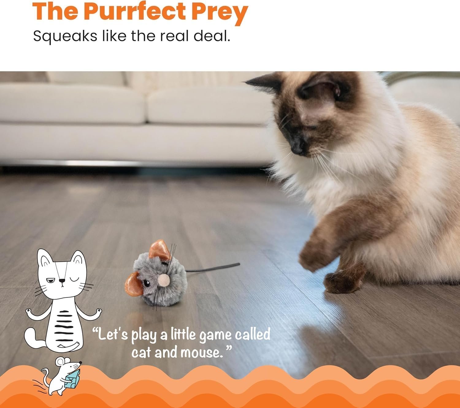 Catstages Squeak Squeak Mouse Plush Catnip Cat Toy - Image 5