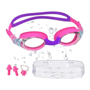Kids Swimming Goggles, Kids Goggles Anti-Fog Leak Proof UV Resist Swimming Goggles for Kids Boys Girls with Nose Clip Portable Case, 3-14