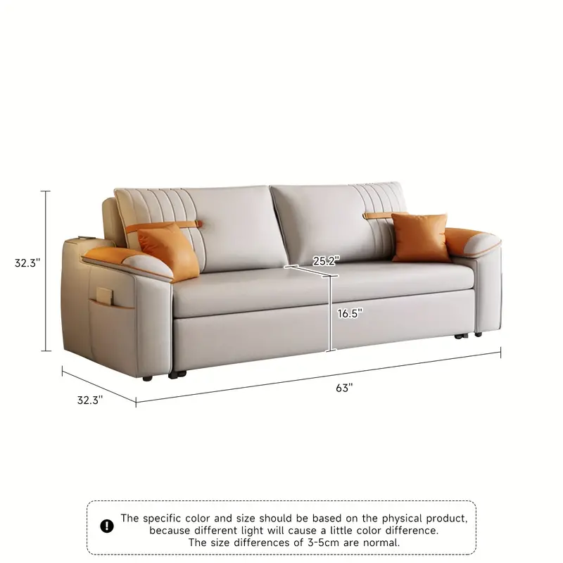 1pcs 1.2m Double Simple Gray Multifunctional Folding Sofa Bed, All-in-one Dual-purpose - Image 2