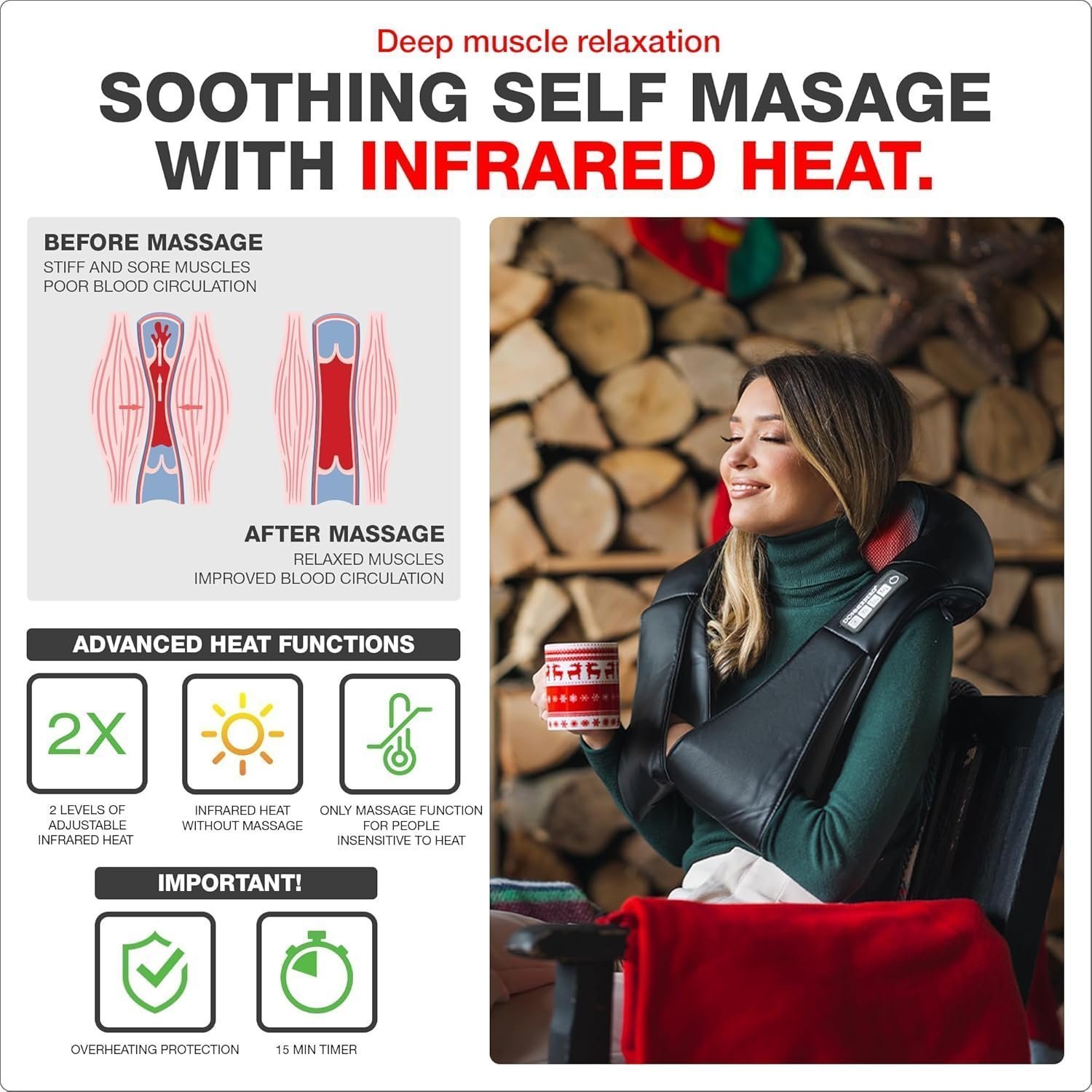 Donnerberg Neck Massager with Heat / 7 Years Warranty/Shiatsu Neck, Shoulder Back Massager for Pain Relief & Relaxation - Image 5