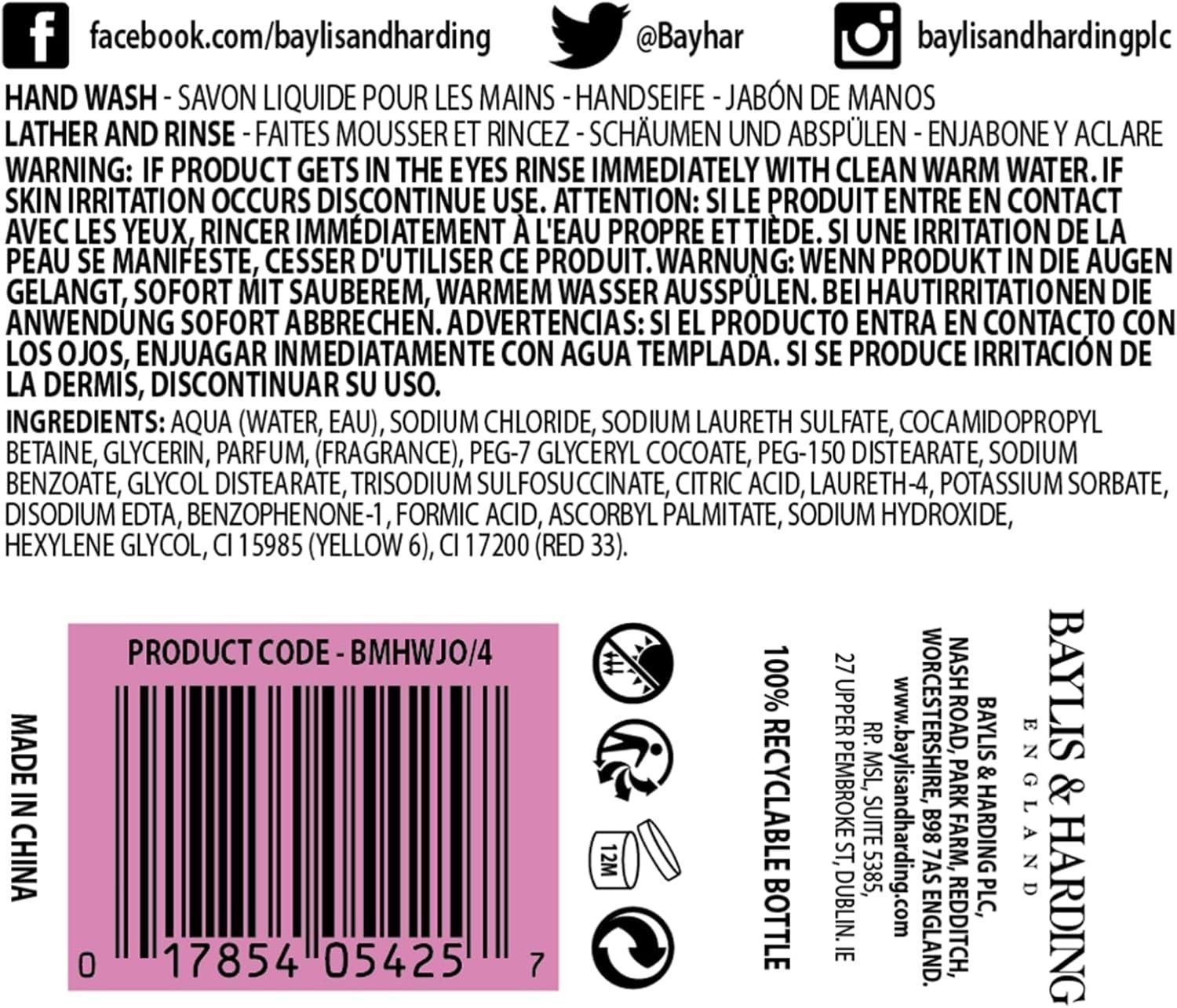 Baylis & Harding Jojoba, Vanilla & Almond Oil Hand Wash, 500 ml (Pack of 3) - Vegan Friendly - Image 4