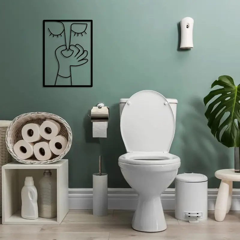 1pc, Funny Toilet Metal Wall Art, Funny Bathroom Sign, Minimal Line Art, Guest WC, Restroom Decor, Toilet Humor - Image 4