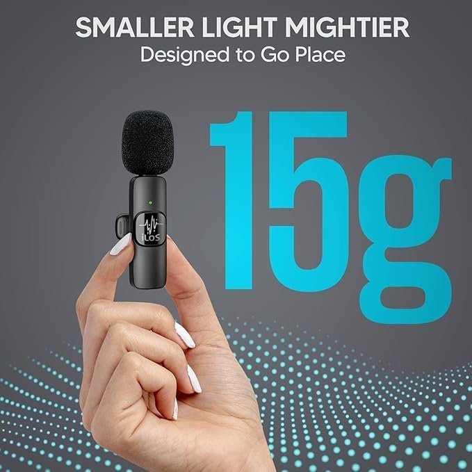 ILOS Wireless Lavalier Microphone for iPhone & Android Clip-On Mic, Noise Reduction, 65ft Range, 8H Battery, Bluetooth, Plug & Play - Ideal for Vlogging, YouTube, Podcasts, Interviews - Image 4