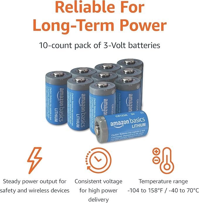 10-Pack CR123A 3V Lithium Batteries, 10-Year Shelf Life - Image 3