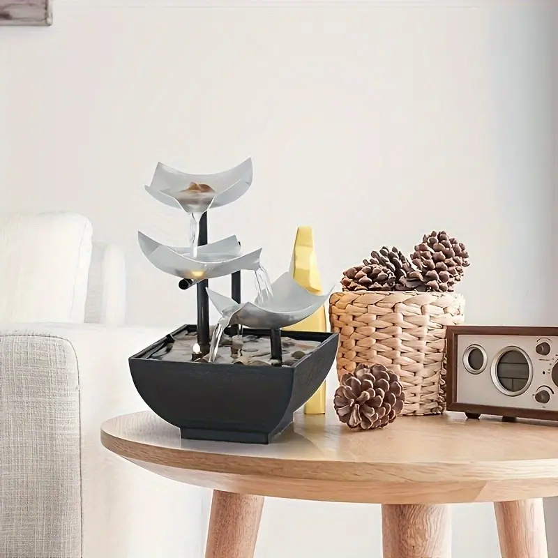 USB powered metal waterfall fountain - rural style desktop decoration with soothing sound, suitable for indoor desktop fountains in homes and offices - Image 4