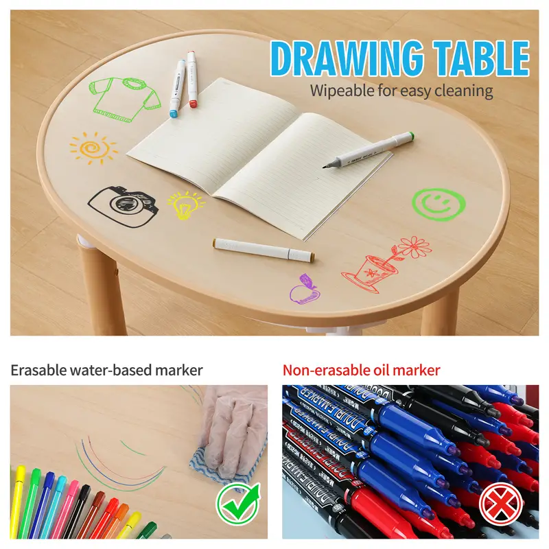 Kids Peanut Shape Table and Chairs Set - Children Multi-Activity Table for Ages 2-10 - Image 3