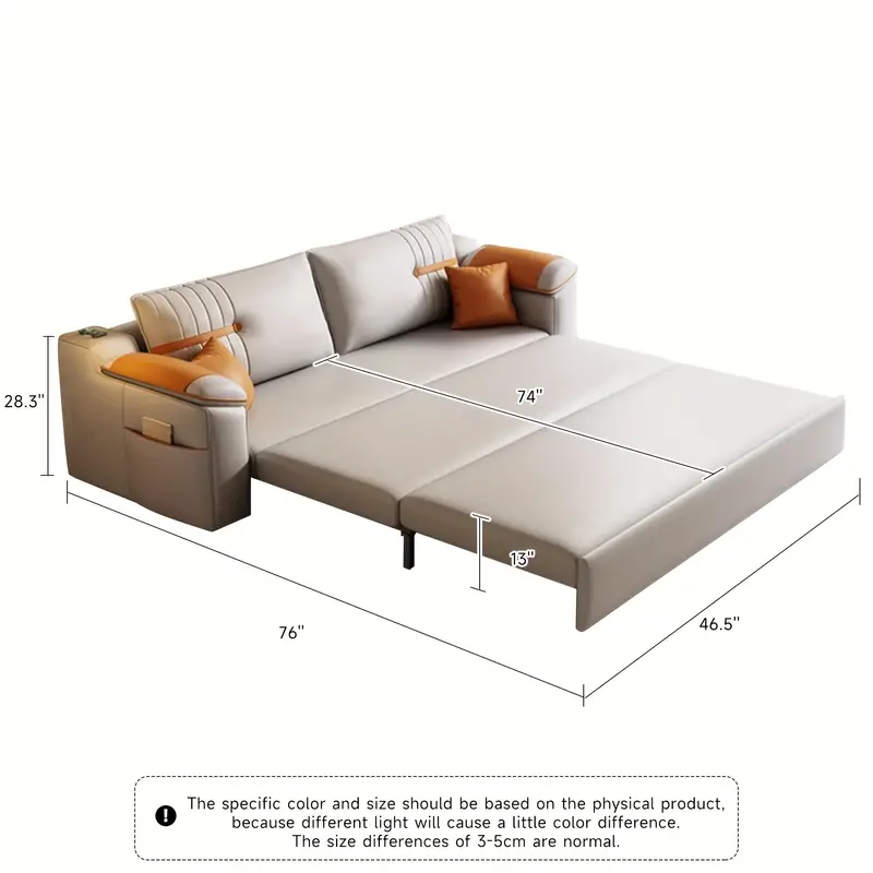 1pcs 1.2m Double Simple Gray Multifunctional Folding Sofa Bed, All-in-one Dual-purpose - Image 3