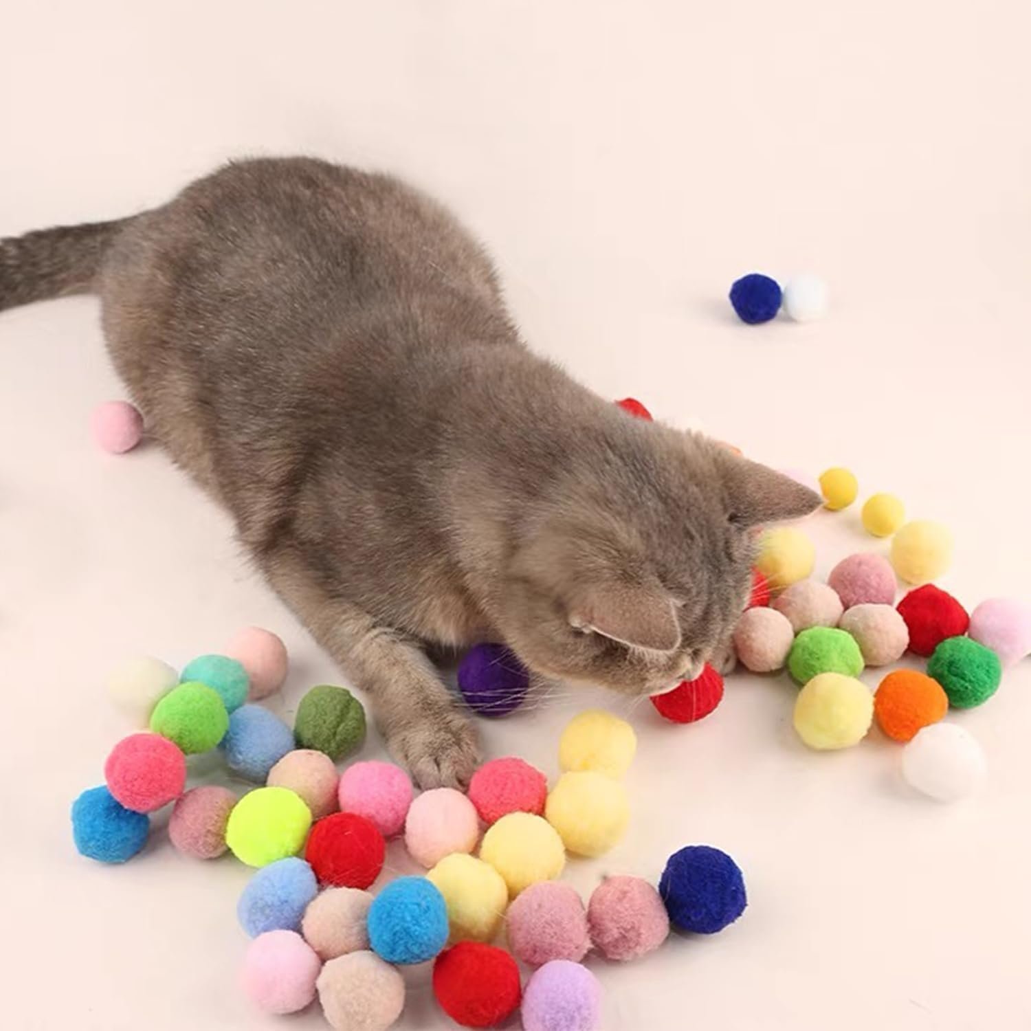 Interactive Cat Toys, Cat Ball Toy Launcher,Cat Ball Gun with 100pcs Soft Pom Pom Balls - Image 4