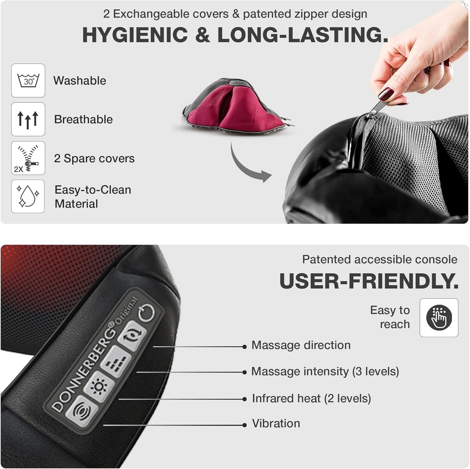 Donnerberg Neck Massager with Heat / 7 Years Warranty/Shiatsu Neck, Shoulder Back Massager for Pain Relief & Relaxation - Image 2