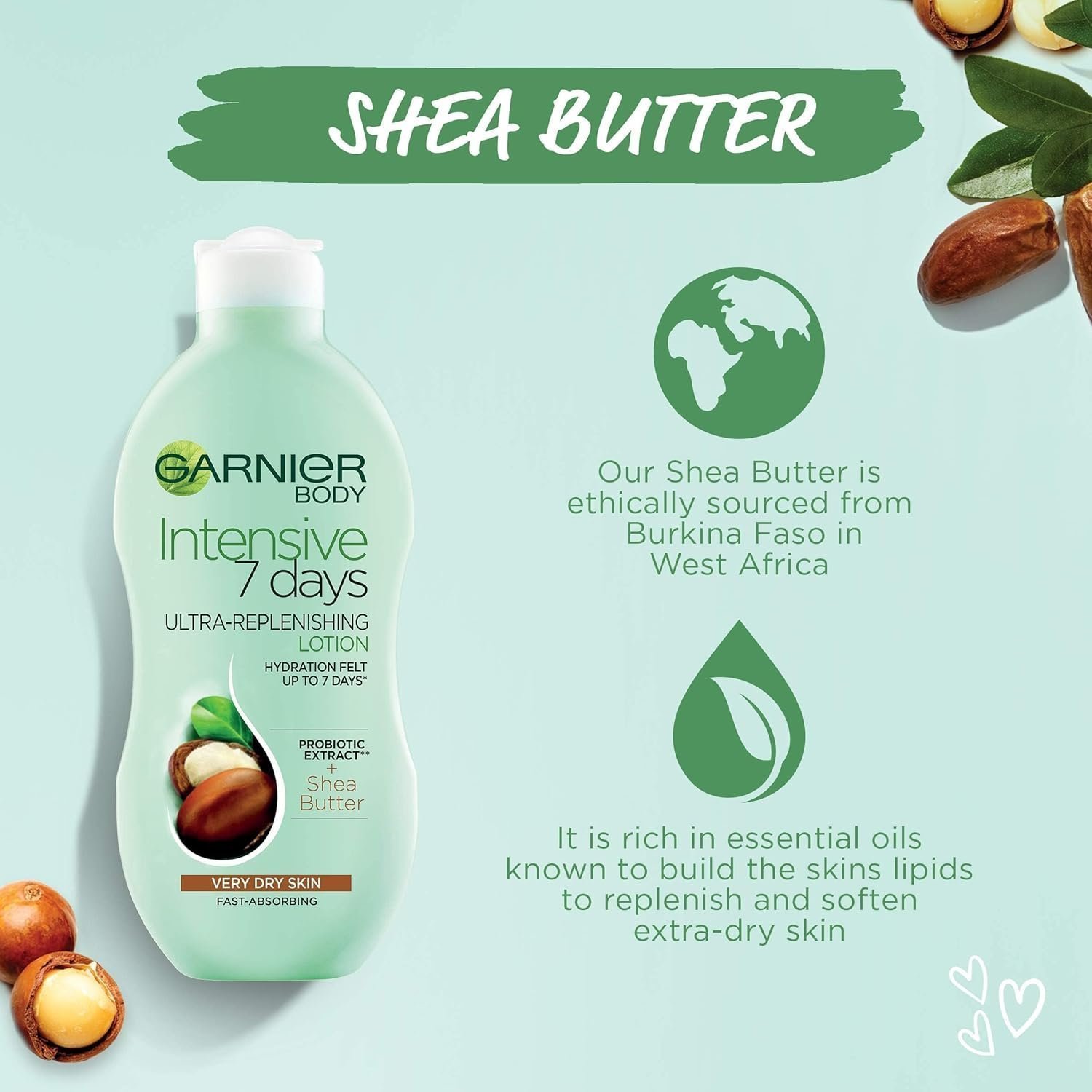Garnier Intensive 7 Days Shea Butter Body Lotion Dry Skin, with glycerin - 400 ml - Image 4