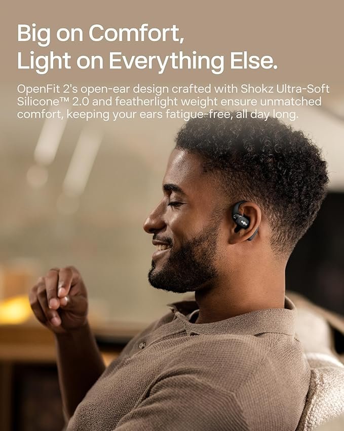 SHOKZ OpenFit 2 Open-Ear Headphones, True Wireless Bluetooth Earphones with Microphone, Earhook Earbuds with 48 Hours of Playtime - Image 5