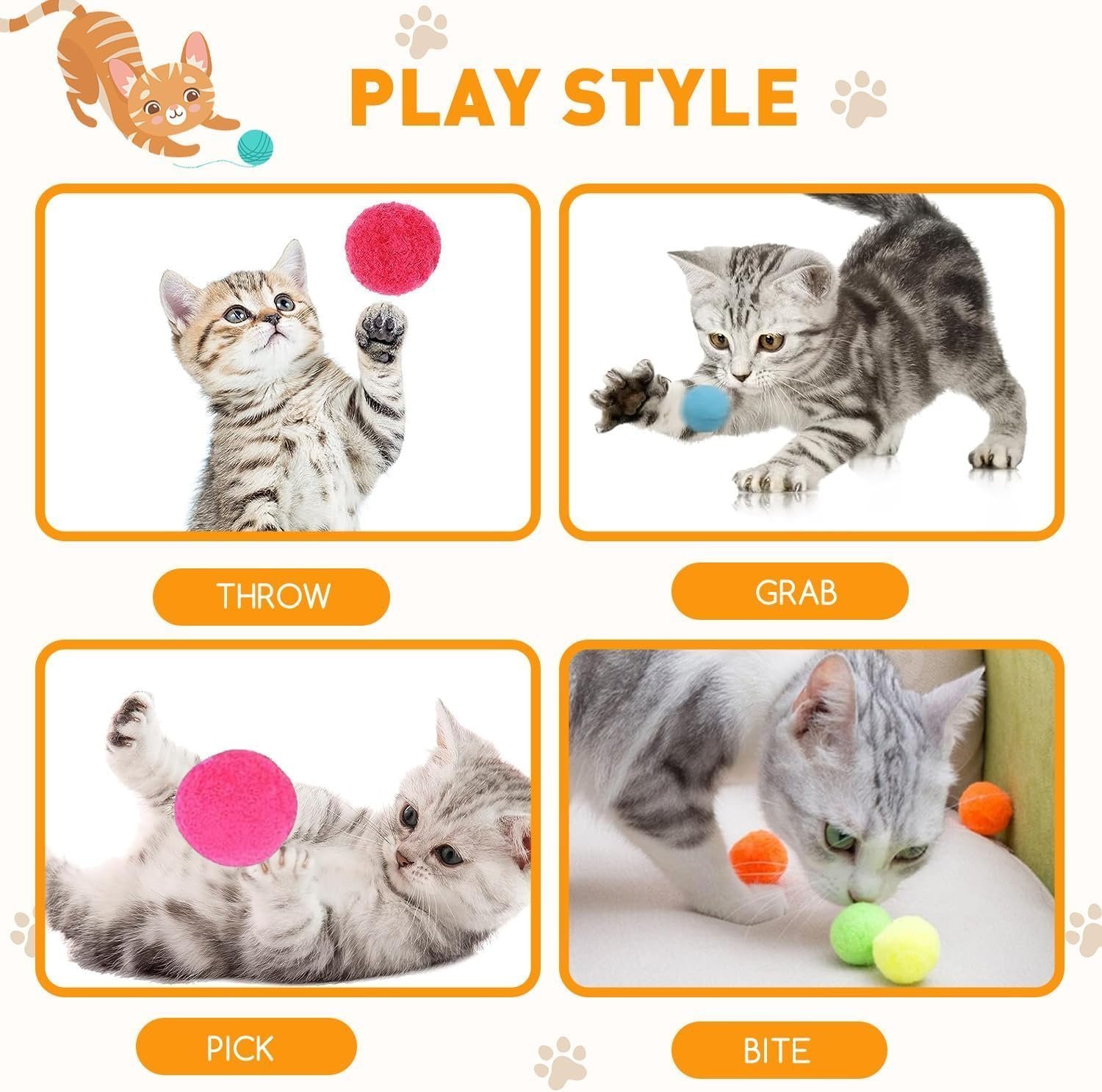 Interactive Cat Toys, Cat Ball Toy Launcher,Cat Ball Gun with 100pcs Soft Pom Pom Balls - Image 5