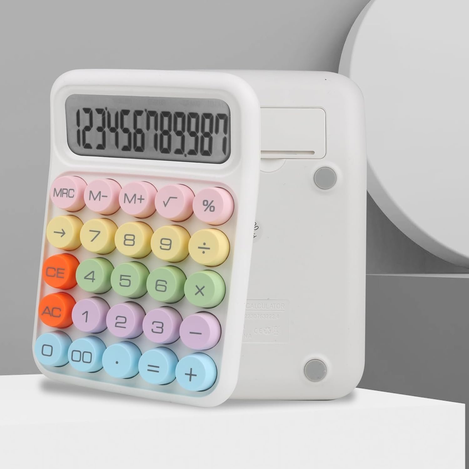Bimormat Colorful Electronic Calculator,12 Digit Large LCD Display - (UK-COCA-White) - Image 2