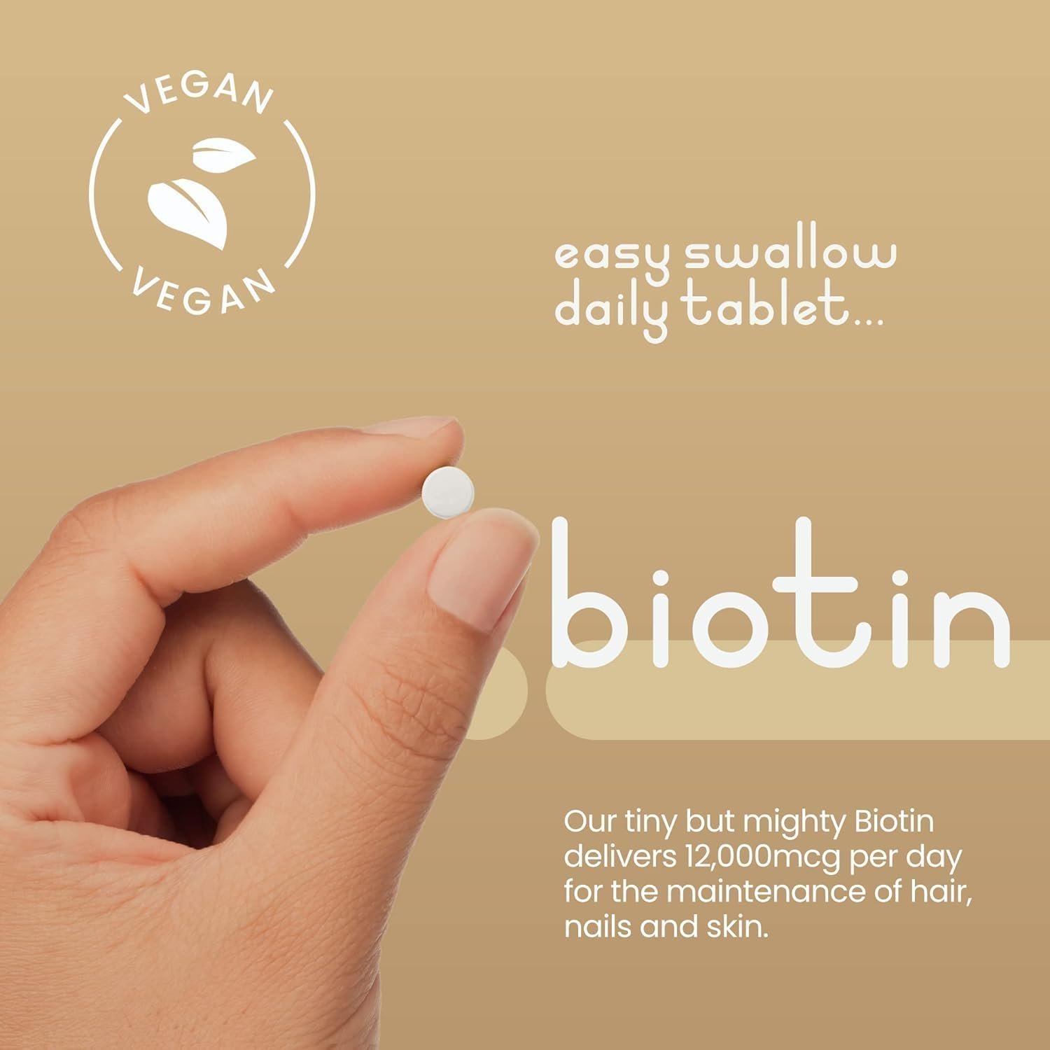 Biotin Hair Growth Vitamins 12000mcg, 400 D-Biotin Tablets with Coconut, Vegan Hair Skin & Nails Vitamins for Women - Image 2