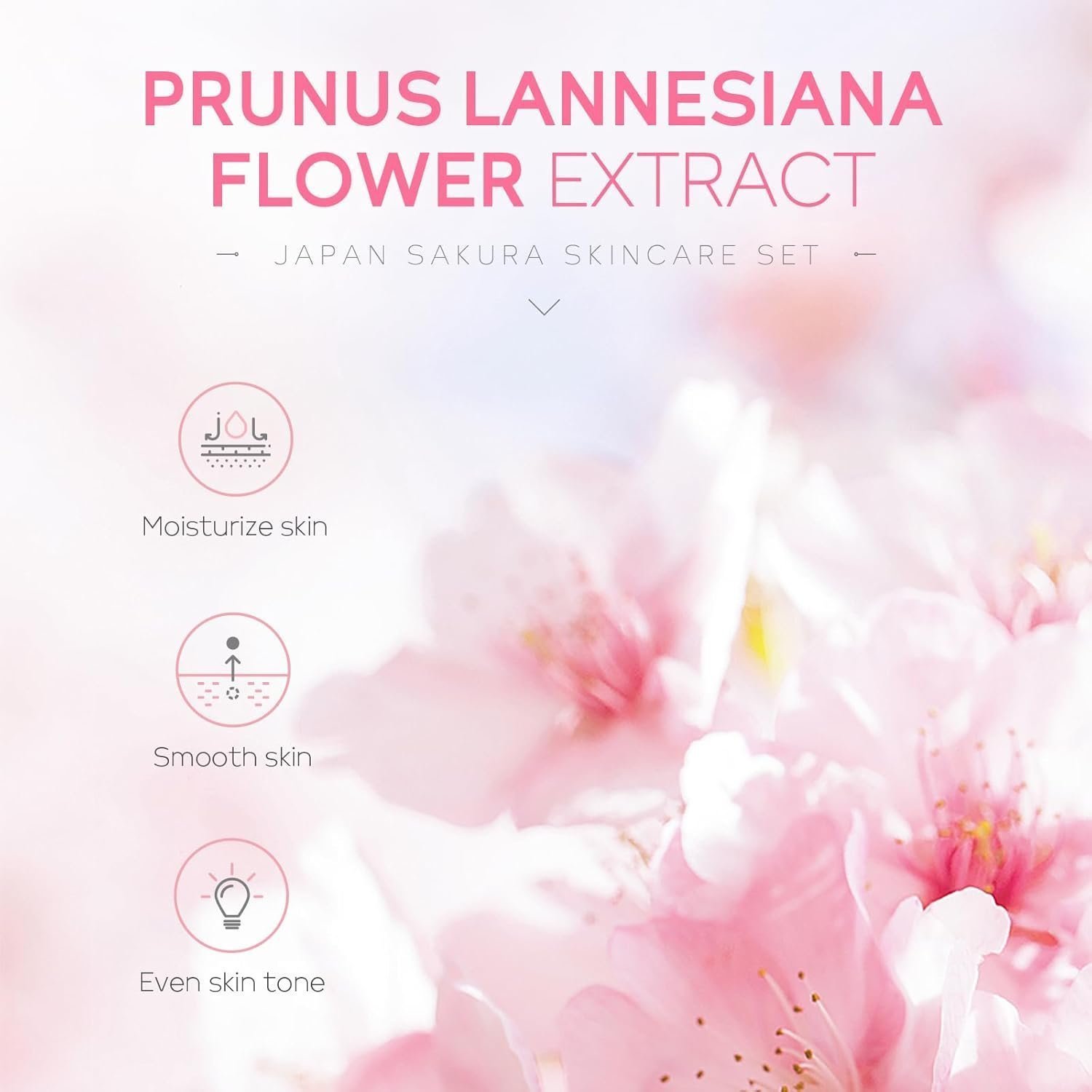 LAIKOU SkinCare Set, JAPAN Sakura Skin Care Sets & Kits - Cleanser,Toner,Face Serum,Eye Cream, Face Cream, Gift Set for Teenage Girls Women Mom Daughter Birthday, Travel Kit for All Skin Types, 5pcs - Image 2