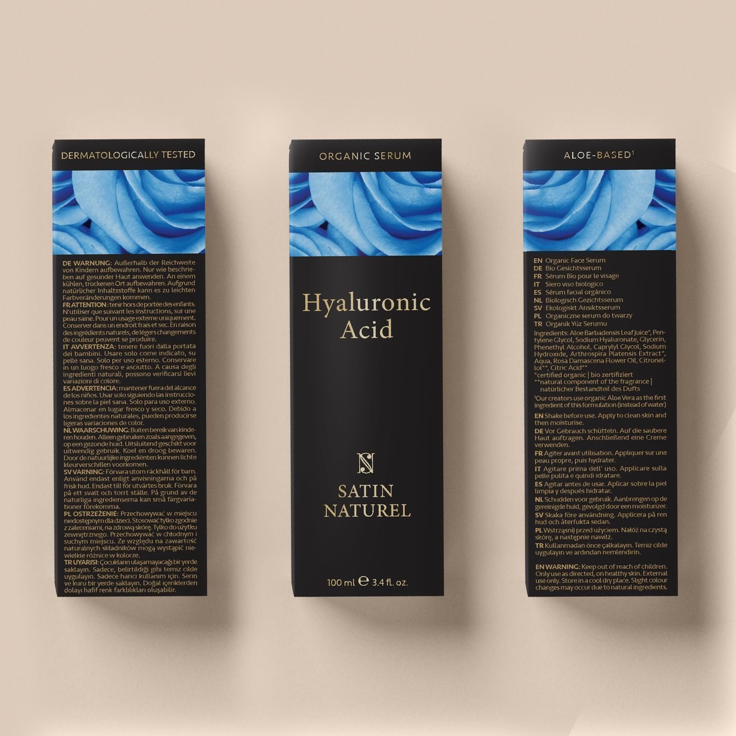 Hyaluronic Acid Serum for Face 100ml, Face Serum Skincare for a Rejuvenated Skin - Collagen Serum for Face with Organic Aloe Vera for Sensitive Skin - Vegan Skin Care by Satin Naturel - Image 6