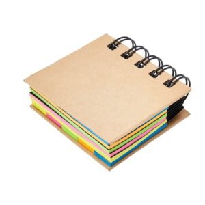 eBuyGB Sticky Notes Box Multi Memo Notepad Portfolio, 5 Colours, Brown,7 x 7.5 x 2.3 cm