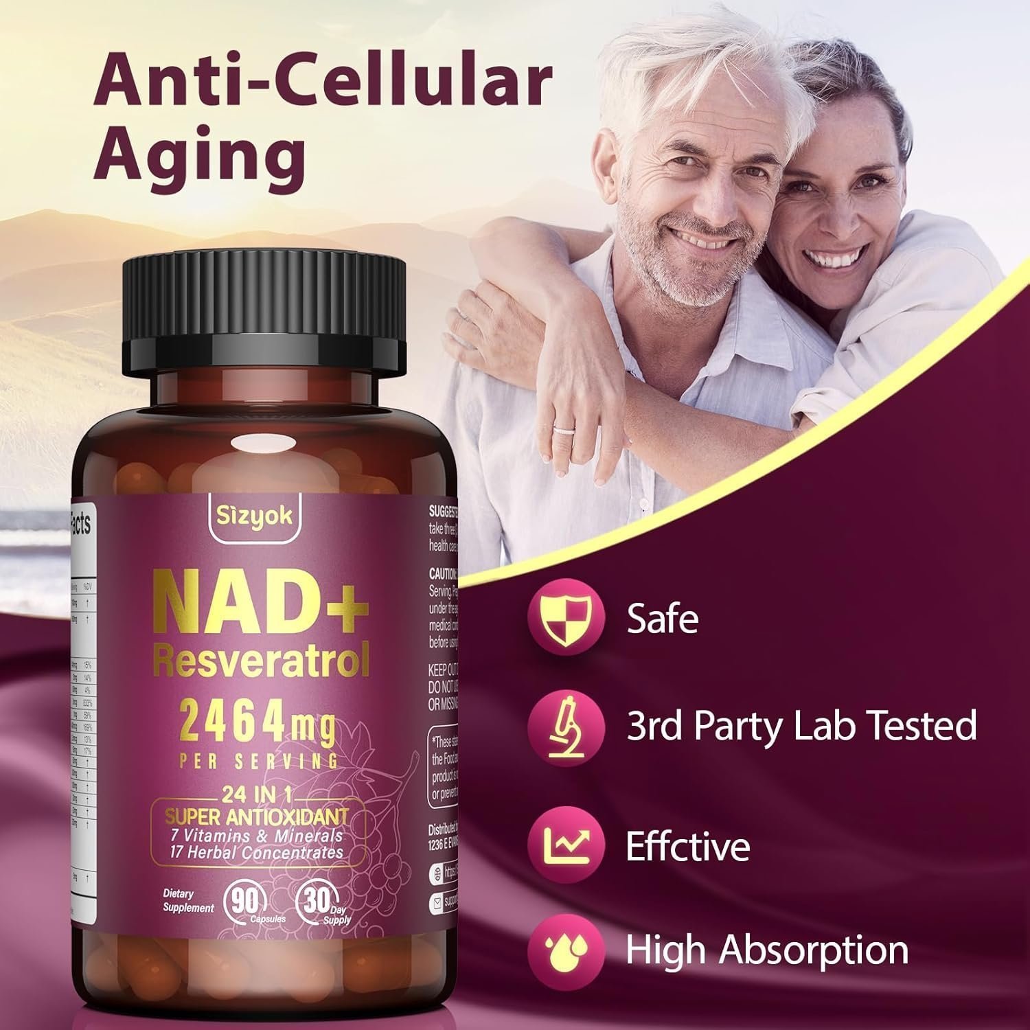 NAD Resveratrol Supplement 2464mg, Liposomal NAD Supplement NAD+ Levels, Energy Anti-Aging - Image 3