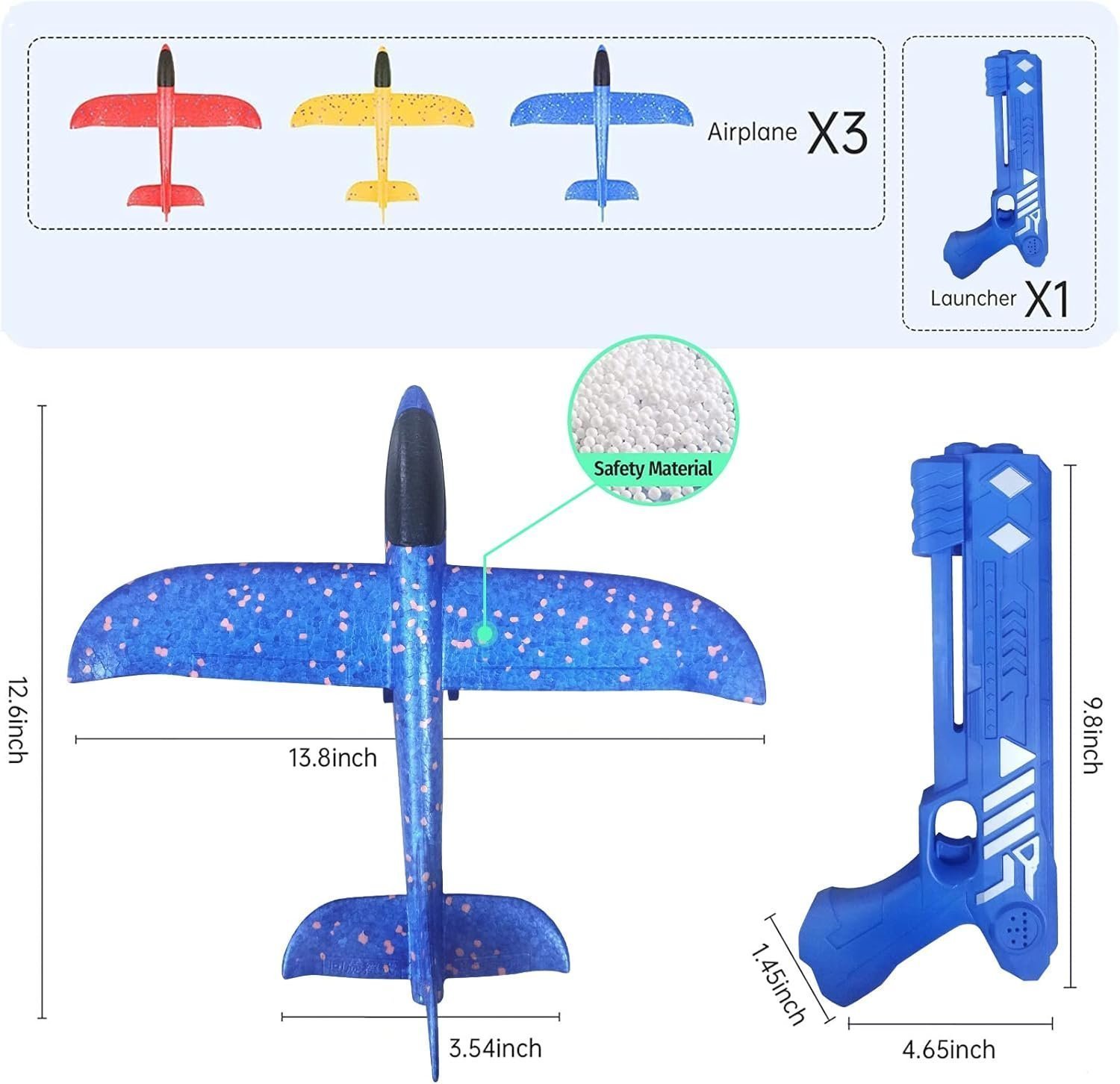 Airplane Launcher Toys Set, Foam Airplane Launcher Toys, Launcher and 3 Foam Airplanes, Fun Outdoor Toys Shooting Game - Image 2
