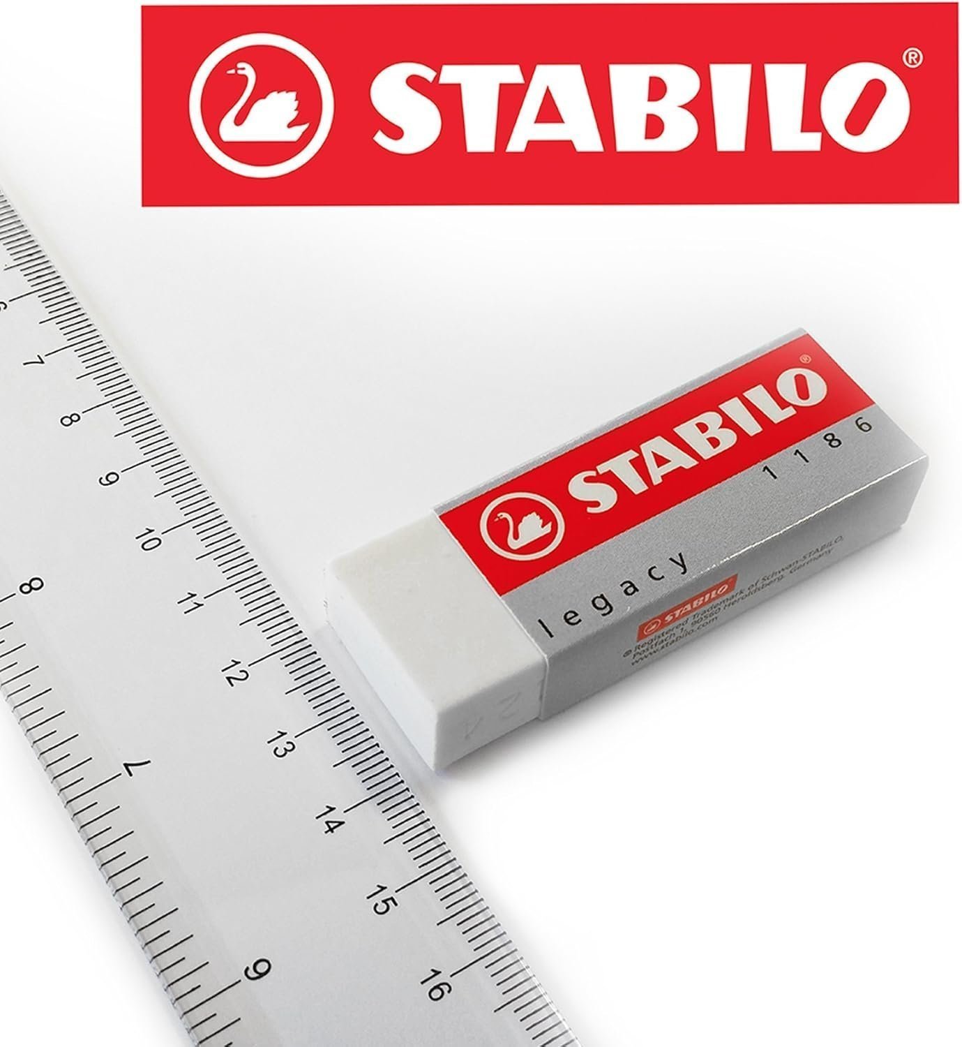 STABILO Legend & Legacy Plastic Rubber Eraser Mixed Set of 6 Erasers - One of Each Colour - Image 2