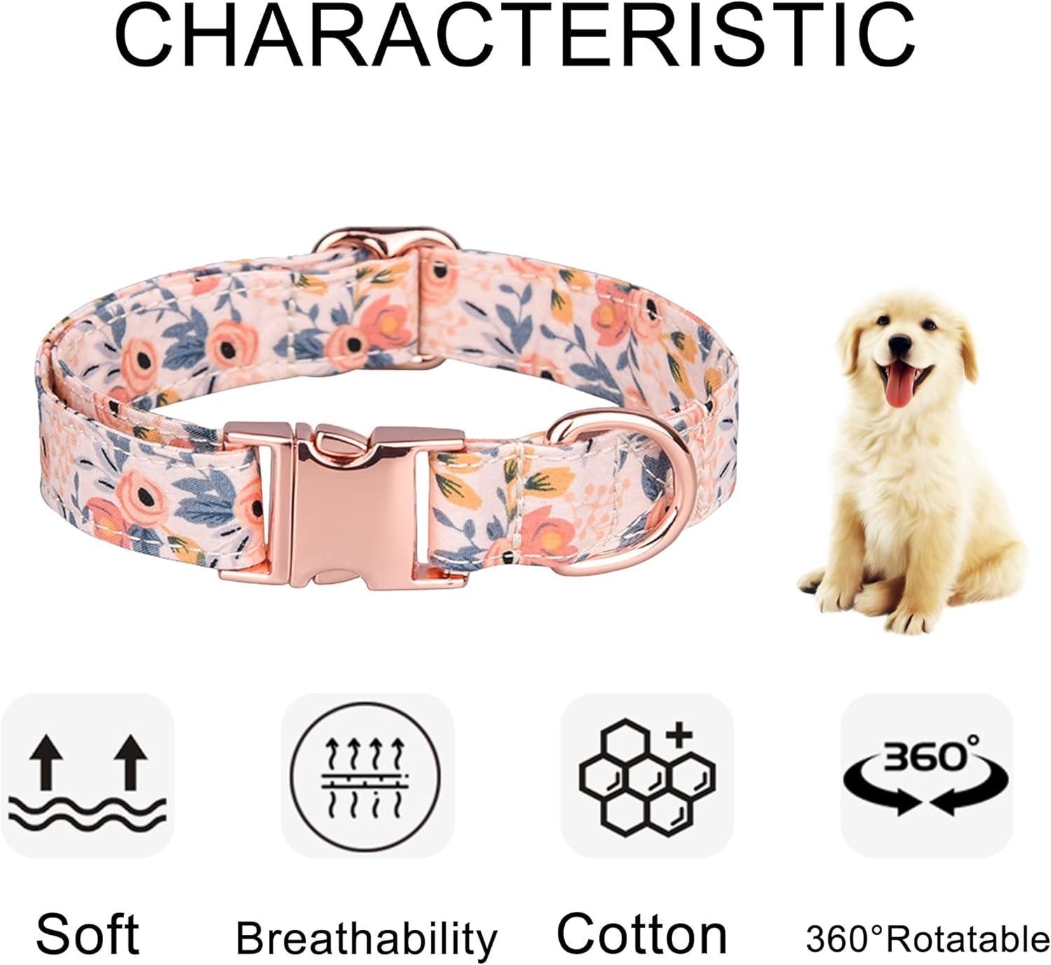 Dog Collar, Adjustable Dog Collars with Metal Quick Release Buckle, Daisy Tie & Bow tie Collar Dogs Collars (Orange) - Image 6