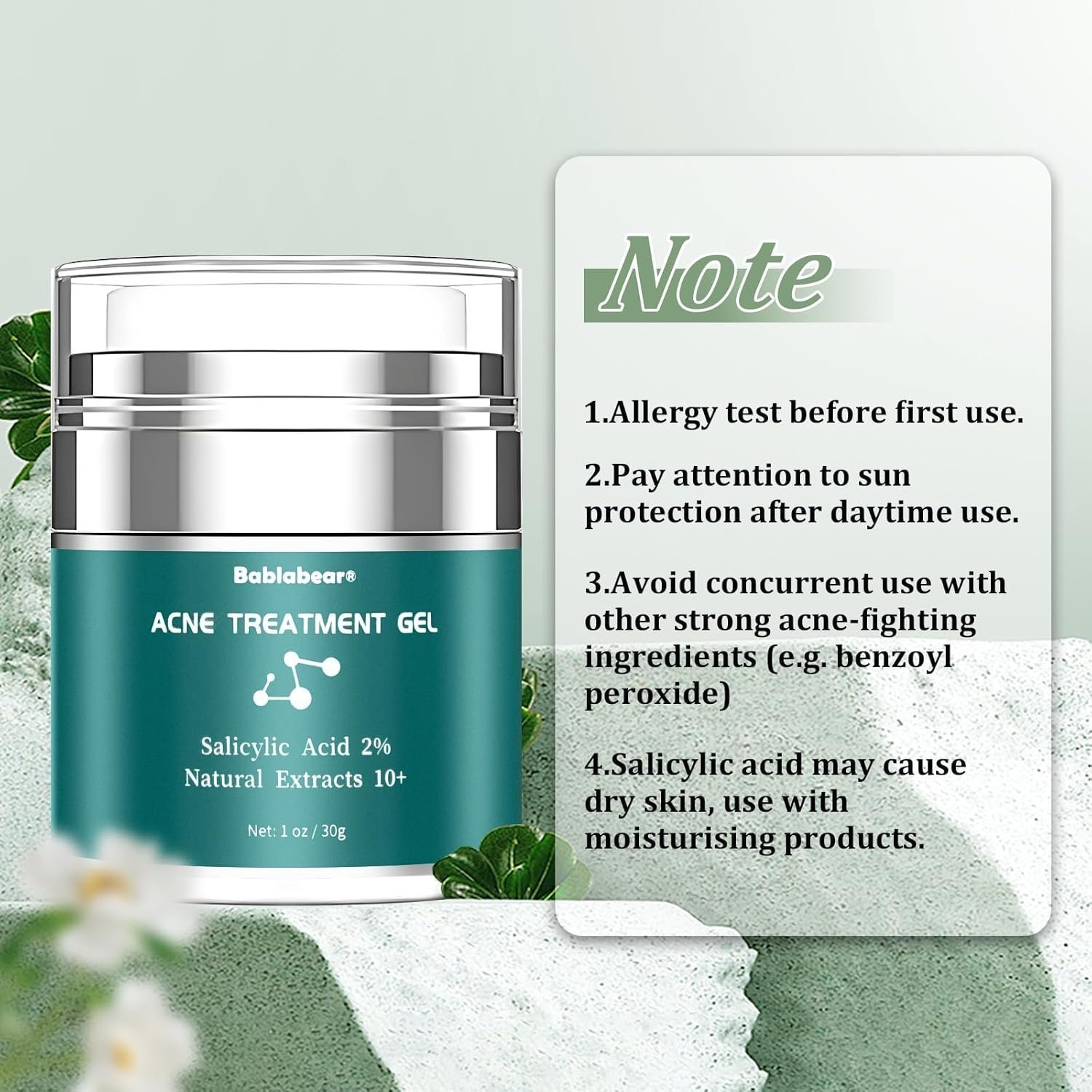 2% Salicylic Acid Acne Treatment Cream for face Back/Butt/Body,Spot Treatment for Pimples, For women and men 30g - Image 2