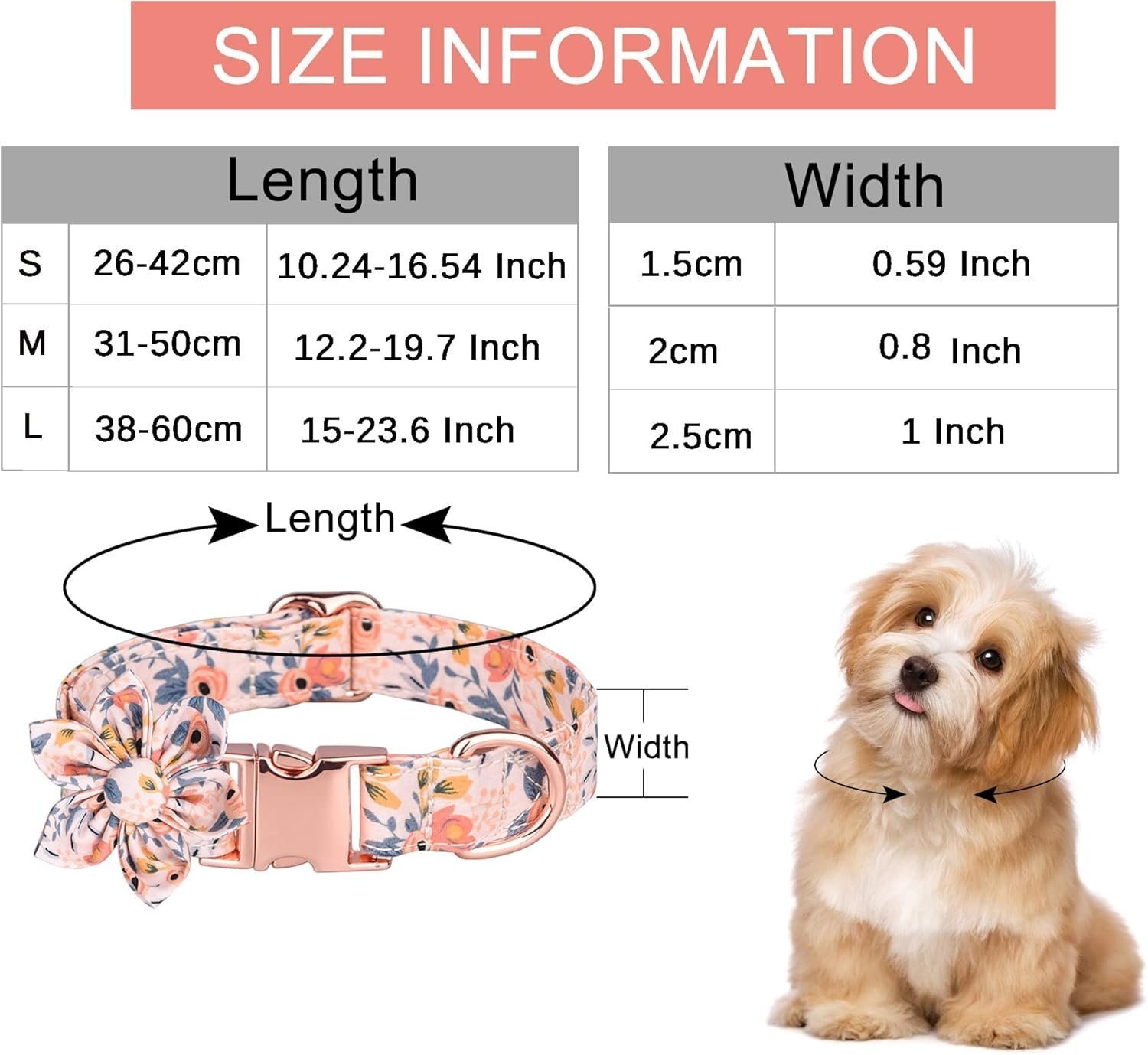 Dog Collar, Adjustable Dog Collars with Metal Quick Release Buckle, Daisy Tie & Bow tie Collar Dogs Collars (Orange) - Image 2