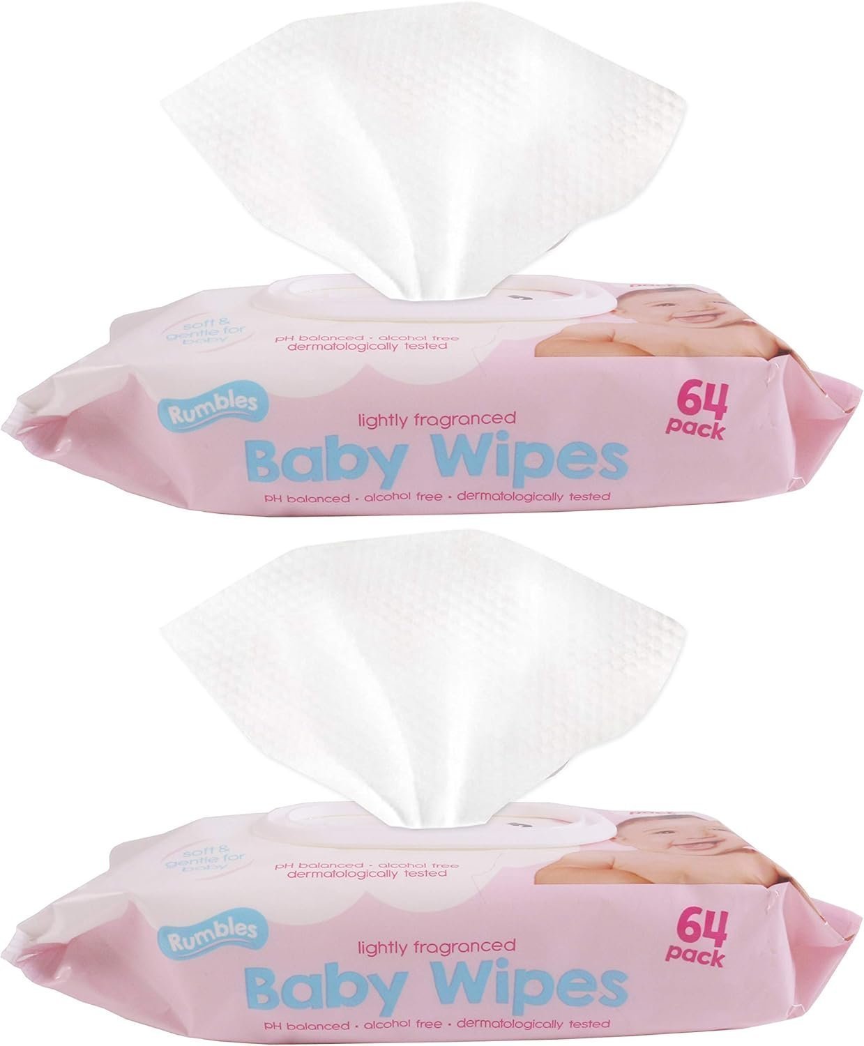 RUMBLES Fragranced Baby Wipes | 128 Pack of Baby Wet Wipes | Lightly Scented, Dermatology Tested, Alcohol Free & PH Balanced Baby Wipes | Gentle for Soft Skin - Image 2