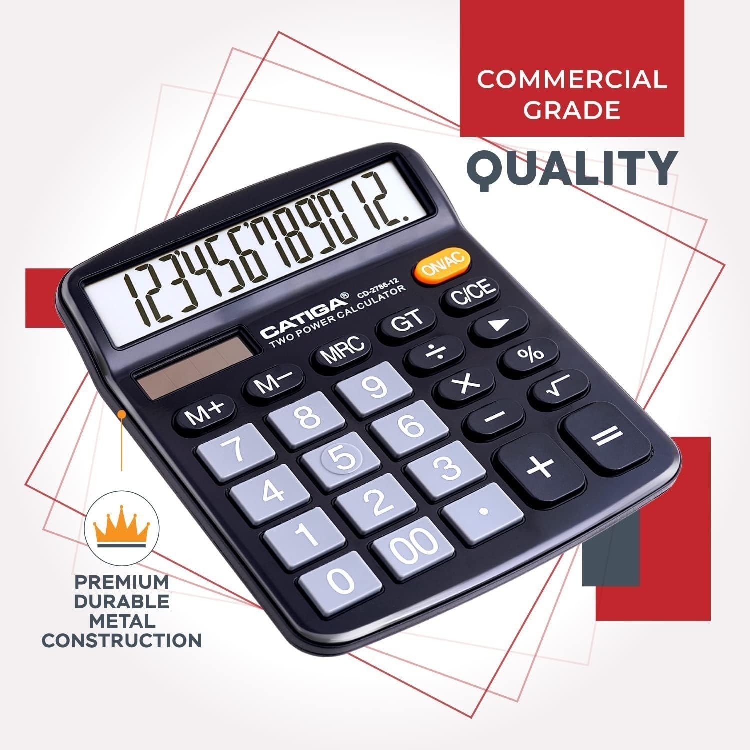 12 Digit Desktop Calculator with Large LCD Display and Sensitive Button, CD-2786 - Image 2