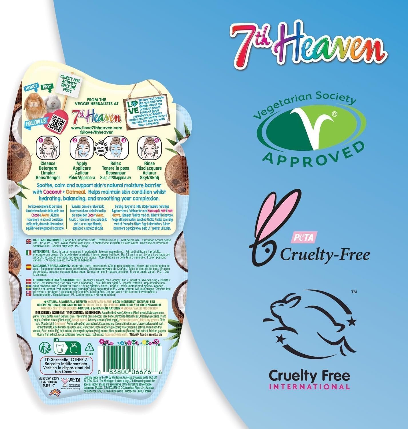 7th Heaven Coconut Cream Face Mask with Oatmeal - Smoothing - Sensitive Skin - Image 2